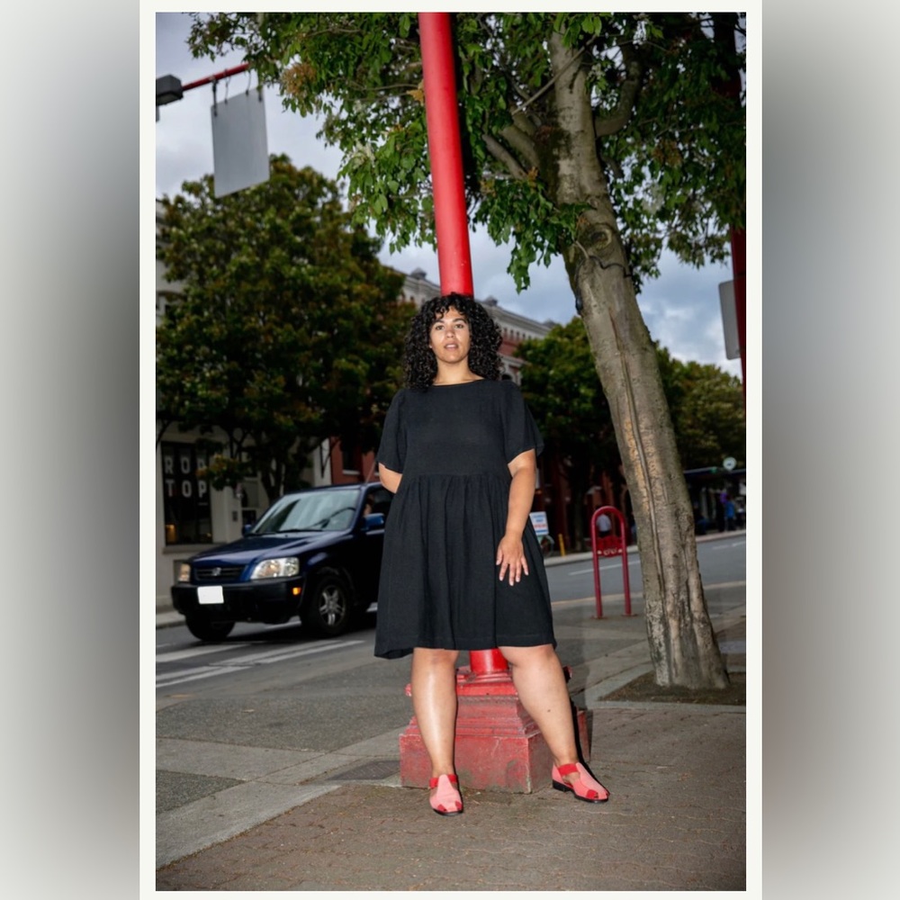 Mini Agnes Dress in Black Woven from Shelter Clothing (slow fashion)